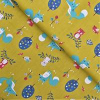 Obrázok ku produktu BAVLNENÁ LÁTKA les lišiak zelená biela modrá