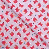 Obrázok ku produktu BAVLNENÁ LÁTKA líška sivá červená biela