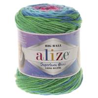 Obrázok ku produktu Pletacia vlna Alize SUPERLANA MAXI LONG BATIK 6776  zelená ružová modrá fialová