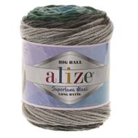 Obrázok ku produktu Pletacia vlna Alize SUPERLANA MAXI LONG BATIK 6777 sivá zelená modrá