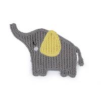 Obrázok ku produktu NÁŠIVKA háčkovaná dekorácia slon sivá žltá