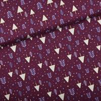 Obrázok ku produktu BAVLNENÁ LÁTKA vianočná stromy bordová sivá žltá zlatá