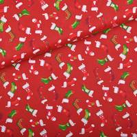 Obrázok ku produktu BAVLNENÁ LÁTKA vianočná ponožka červená zelená biela