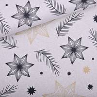 Obrázok ku produktu DEKORAČNÁ LÁTKA vianočná sivá čierna žltá