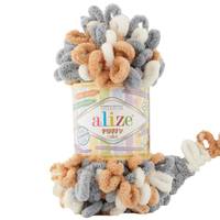 Obrázok ku produktu Pletacia priadza Alize PUFFY COLOR 6395 hnedá biela sivá