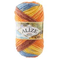 Obrázok ku produktu Pletacia priadza Alize BURCUM  BATIK 7647 modrá oranžová žltá hnedá