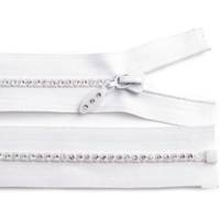 Obrázok ku produktu ZIPS kostený šírka 4mm dĺžka 50cm so štrasovými kamienkami biela
