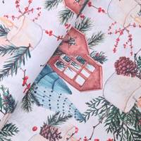 Obrázok ku produktu DEKORAČNÁ LÁTKA vianočná biela zelená červená hnedá