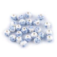Obrázok ku produktu Korálky PORCELÁN 4 gulička biela modrá