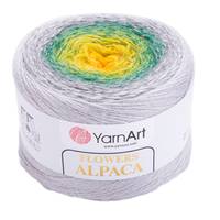 Obrázok ku produktu Pletacia vlna YarnArt FLOWERS ALPACA 424 sivá zelená žltá