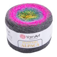 Obrázok ku produktu Pletacia vlna YarnArt FLOWERS ALPACA 423 sivá modrá fialová žltá