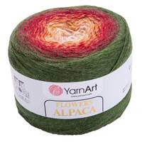 Obrázok ku produktu Pletacia vlna YarnArt FLOWERS ALPACA 420 zelená červená žltá smotanová