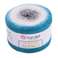 Obrázok ku produktu Pletacia vlna YarnArt FLOWERS ALPACA 417 modrá smotanová sivá