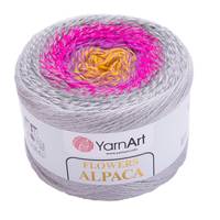 Obrázok ku produktu Pletacia vlna YarnArt FLOWERS ALPACA 415 sivá fialová žltá