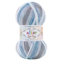 Obrázok ku produktu Pletacia priadza Alize BABY BEST BATIK 7540 biela modrá sivá