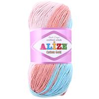 Obrázok ku produktu Pletacia priadza Alize COTTON GOLD BATIK 5549 modrá biela béžová