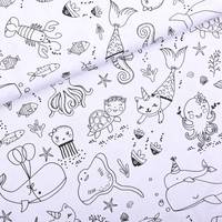 Obrázok ku produktu BAVLNENÁ LÁTKA detská biela čierna na vyfarbovanie 0,75cm