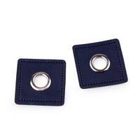 Obrázok ku produktu Priechodka 8mm s koženkou modrá so strieborným prievlakom /2ks