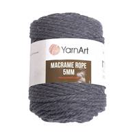 Obrázok ku produktu Špagát na macrame techniku YarnArt MACRAME ROPE 5mm 758 sivá tmavá