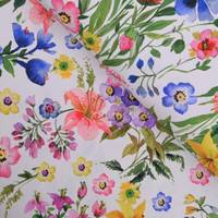 Obrázok ku produktu DEKORAČNÁ LÁTKA lúčne kvety biela zelená ružová