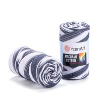 Obrázok ku produktu Špagát na macrame techniku YarnArt MACRAME COTTON VR 910 biela sivá čierna