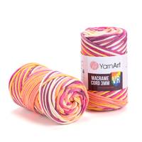 Obrázok ku produktu Špagát na macrame techniku YarnArt MACRAME CORD VR 3mm 912 oranžová žltá ružová smotanová