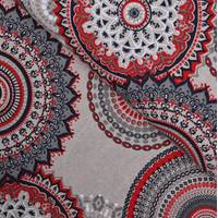 Obrázok ku produktu DEKORAČNÁ LÁTKA mandala červená sivá béžová