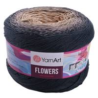 Obrázok ku produktu Pletacia bavlnená priadza YarnArt FLOWERS 297 hnedá sivá