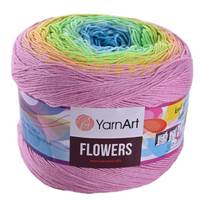 Obrázok ku produktu Pletacia bavlnená priadza YarnArt FLOWERS 312 modrá zelená fialová