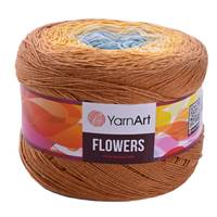 Obrázok ku produktu Pletacia bavlnená priadza YarnArt FLOWERS 309 hnedá modrá