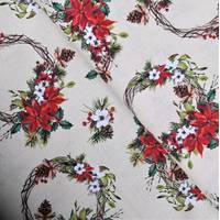 Obrázok ku produktu BAVLNENÁ LÁTKA vianočné vence béžová červená zelená