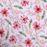 Obrázok ku produktu BAVLNENÁ LÁTKA vianočné ruže biela červená zelená