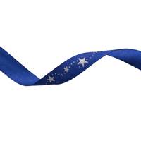 Obrázok ku produktu Atlasová stuha 15mm/18,30m modrá strieborná hviezdy