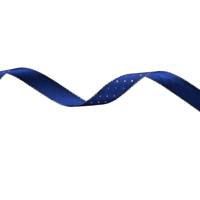 Obrázok ku produktu Atlasová stuha 15mm/19,30m modrá zlatá bodka