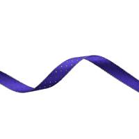 Obrázok ku produktu Atlasová stuha 15mm/19,50m fialová zlatá bodka