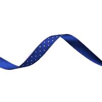 Obrázok ku produktu Atlasová stuha 15mm/18,60m modrá strieborná bodka