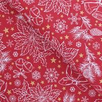 Obrázok ku produktu DEKORAČNÁ LÁTKA vianočná hviezdy červená biela zlatá