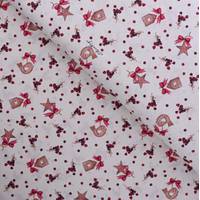 Obrázok ku produktu BAVLNENÁ LÁTKA vianočná vetvičky vtáčiky béžová čerevná