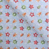 Obrázok ku produktu BAVLNENÁ LÁTKA vianočná perníčky na modrom