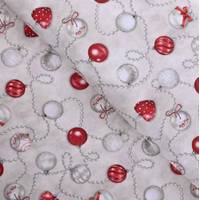 Obrázok ku produktu BAVLNENÁ LÁTKA vianočná reťaz béžová červená sivá