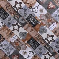 Obrázok ku produktu BAVLNENÁ LÁTKA vianočná patchwork hnedá sivá