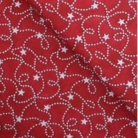 Obrázok ku produktu BAVLNENÁ LÁTKA vianočná reťaz hviezdy červená sivá