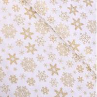 Obrázok ku produktu BAVLNENÁ LÁTKA vianočná zlaté hviezdy na bielom