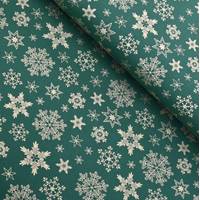 Obrázok ku produktu BAVLNENÁ LÁTKA vianočná zlaté hviezdy na zelenom