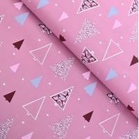 Obrázok ku produktu BAVLNENÁ LÁTKA vianočná stromčeky na ružovej