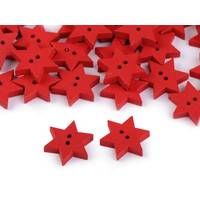 Obrázok ku produktu GOMBÍK DREVENÝ hviezda červená 19mm
