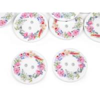 Obrázok ku produktu GOMBÍK plastový s kvetmi ruže ružová 30mm