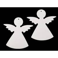 Obrázok ku produktu OZDOBA drevená anjel biela 9,5x10 cm 2ks