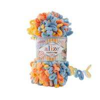 Obrázok ku produktu Pletacia priadza Alize PUFFY FINE COLOR 6314 modrá oranžová žltá