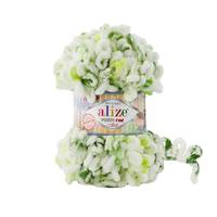 Obrázok ku produktu Pletacia priadza Alize PUFFY FINE COLOR 7627 zelená biela